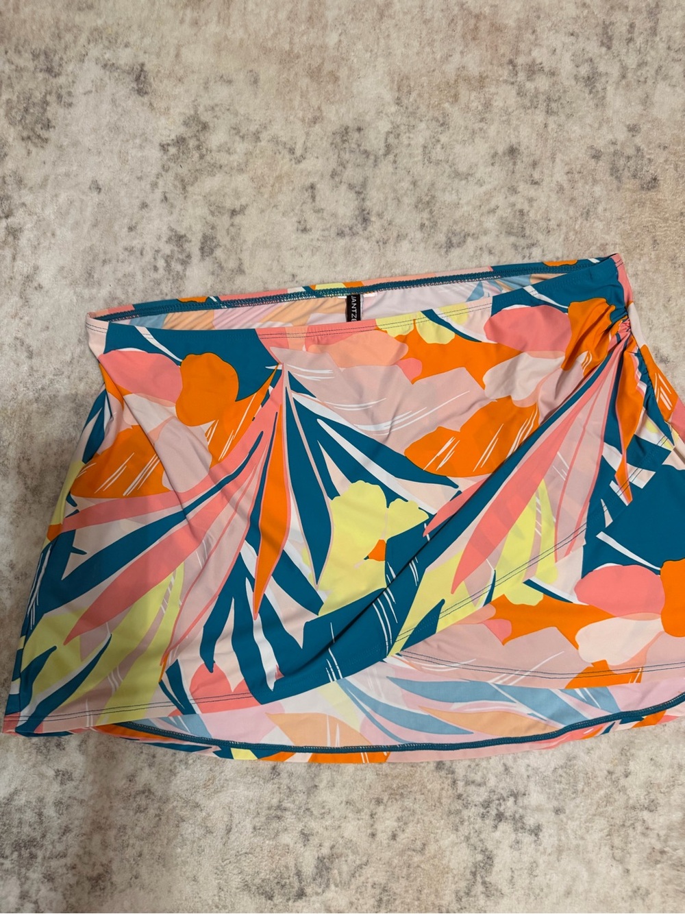Jantzen Tropical Wrap Mini Skirt - Teal, Coral, Orange, Yellow